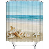 Waterproof Shower Curtain for Beach with Elegant Pattern, Anti-Mildew, 200x240 cm - Front View
