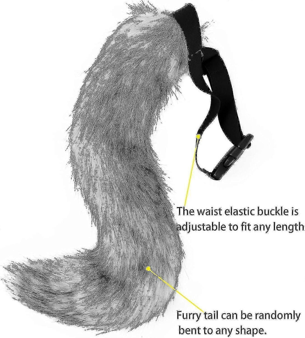 Artificial Fur Fox Tail Cat Werewolf Cosplay Costume Set Plush Mask Fluffy Paws Gloves Halloween Christmas Grass yellow One Size