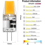 G4 LED bulb AC/DC 12V 5W LED bulbs G4 Warm white 3000K Light sources equivalent to 50W halogen bulb 360° beam angle No flicker, 6-pack, Warm white_jarx - Front View