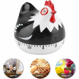 Manual Timer Chicken Design, Loud Kitchen Clock for Cooking Baking Dishwashing Durable ABS Material No Batteries Required (Black) - Front View