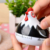 Manual Timer Chicken Design, Loud Kitchen Clock for Cooking Baking Dishwashing Durable ABS Material No Batteries Required (Black)