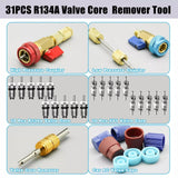 Professional Car AC Repair Kit, Schrader Valve Core Removal Tool with Quick Release for High and Low Pressure R134A Refrigeration Systems - Front View