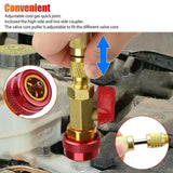 Professional Car AC Repair Kit, Schrader Valve Core Removal Tool with Quick Release for High and Low Pressure R134A Refrigeration Systems - 45-Degree Angle