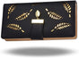 Women's Large Capacity Long Wallet, Hollow Leaf Wallet, Black
