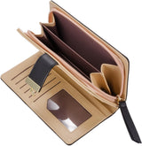 Women's Large Capacity Long Wallet, Hollow Leaf Wallet, Black - Top-Down View