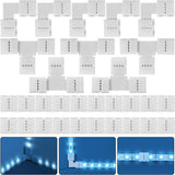 RGB LED Strip Connector Kit 30pcs 4Pin 10mm Solderless for SMD 5050 with 20 Gapless 5L 5T Contacts