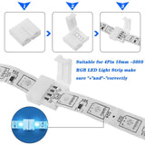 RGB LED Strip Connector Kit 30pcs 4Pin 10mm Solderless for SMD 5050 with 20 Gapless 5L 5T Contacts