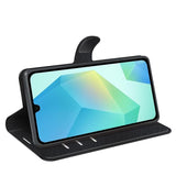 Samsung Galaxy A17 5G Litchi Texture Case with Horizontal Flip and Stand Black_max Black - 45-Degree Angle
