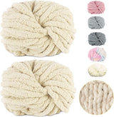 500g (250gx2) Chunky Yarn Ball approx 54m Chenille Chunky Fur Yarn Soft Wool Chunky Yarn Soft Knitting Yarn for Crochet Blankets Scarves Hats beige beige