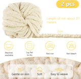 500g (250gx2) Chunky Yarn Ball approx 54m Chenille Chunky Fur Yarn Soft Wool Chunky Yarn Soft Knitting Yarn for Crochet Blankets Scarves Hats beige beige