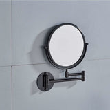 Wall Mounted Makeup Mirror x3, Black Makeup Mirrors Bathroom Mirror 20cm Double Wall Mirror, 360° Rotatable and Extendable - Front View