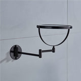 Wall Mounted Makeup Mirror x3, Black Makeup Mirrors Bathroom Mirror 20cm Double Wall Mirror, 360° Rotatable and Extendable - Side View