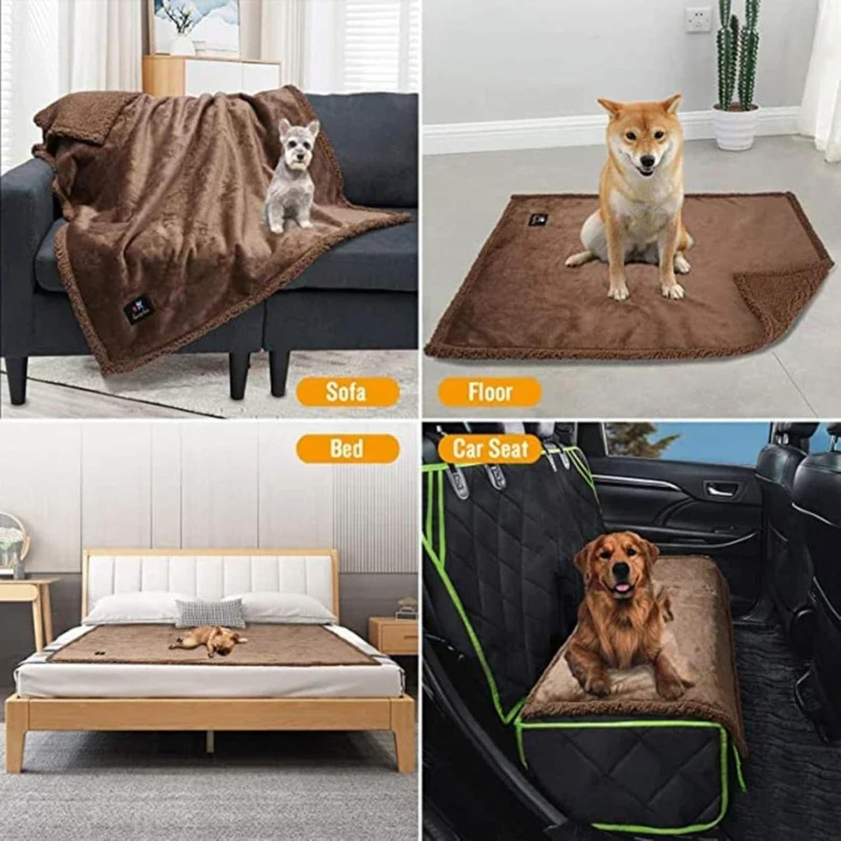 The Waterproof Blanket, Snuggle Blanket for Sofa Bed Couch, Waterproof Pet Blanket for Dog and Cat, 100% Leak Proof Waterproof Fully Pee Proof Brown Brown L:145*165CM