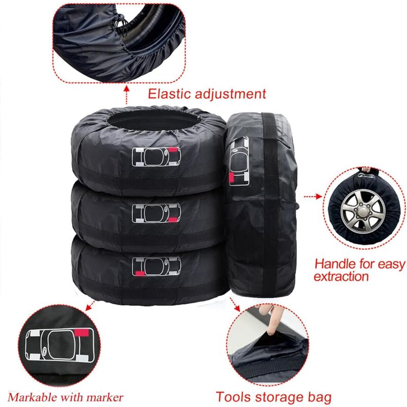 pcs Car Tire Covers 19-23\" Waterproof Dustproof Car Wheel Protector (Diameter 80cm)