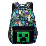 Minecraft Backpack for Boys | Black School Bag for Kids | Green Creeper Zombie Skeleton Enderman & Cave Spider-max - 45-Degree Angle