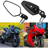 2pcs Motorcycle Handlebar Rearview Mirrors Motorcycle Rearview Mirrors for XJ6 MT01 MT03 MT07 MT09 (Black) - Side View