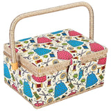 Sewing Accessories Basket with Removable Tray, 3 Colors, Needle and Thread Organizer, Fabric Storage Box with Pincushion and Inner Pocket, Home Craft Tools