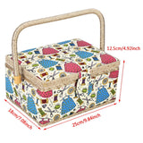 Sewing Accessories Basket with Removable Tray, 3 Colors, Needle and Thread Organizer, Fabric Storage Box with Pincushion and Inner Pocket, Home Craft Tools - Front View