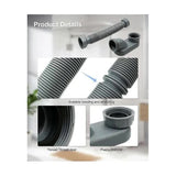 Low Profile 1 1/2 P-Trap Flexible Bathtub Shower Drain Pipe Flat P-Trap Freestanding Bathtub Drain For Bath Tub Drain Gray - Top-Down View