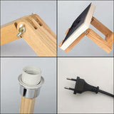 Creative Robot Desk Lamp, Adjustable Can Place Books Wooden Bedside Lamp with Fabric Lampshade E27 Screw for Decorative Lighting [Energy Class A] NPTERBL - Front View