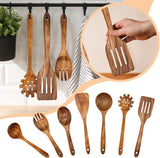 Kitchen Utensil Set - Wooden Utensils - 45-Degree Angle