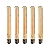 5-pack T225 Long Tube Bulbs, LED Edison Filament, 4W E27 Socket Warm White, Yellow Glass for Decorative Light Bulb, AC 220-240V—yux