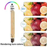 5-pack T225 Long Tube Bulbs, LED Edison Filament, 4W E27 Socket Warm White, Yellow Glass for Decorative Light Bulb, AC 220-240V—yux