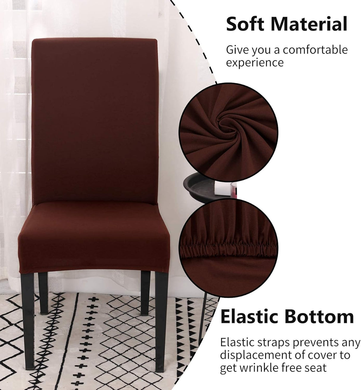 Set of 4 or 6 Chair Covers, Stretchy, Removable, Washable Chair Covers, Decorative Protectors for Hotel, Cafe -tfrf coffee 6pcs