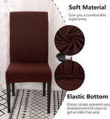 Set of 4 or 6 Chair Covers, Stretchy, Removable, Washable Chair Covers, Decorative Protectors for Hotel, Cafe -tfrf coffee 6pcs - Front View