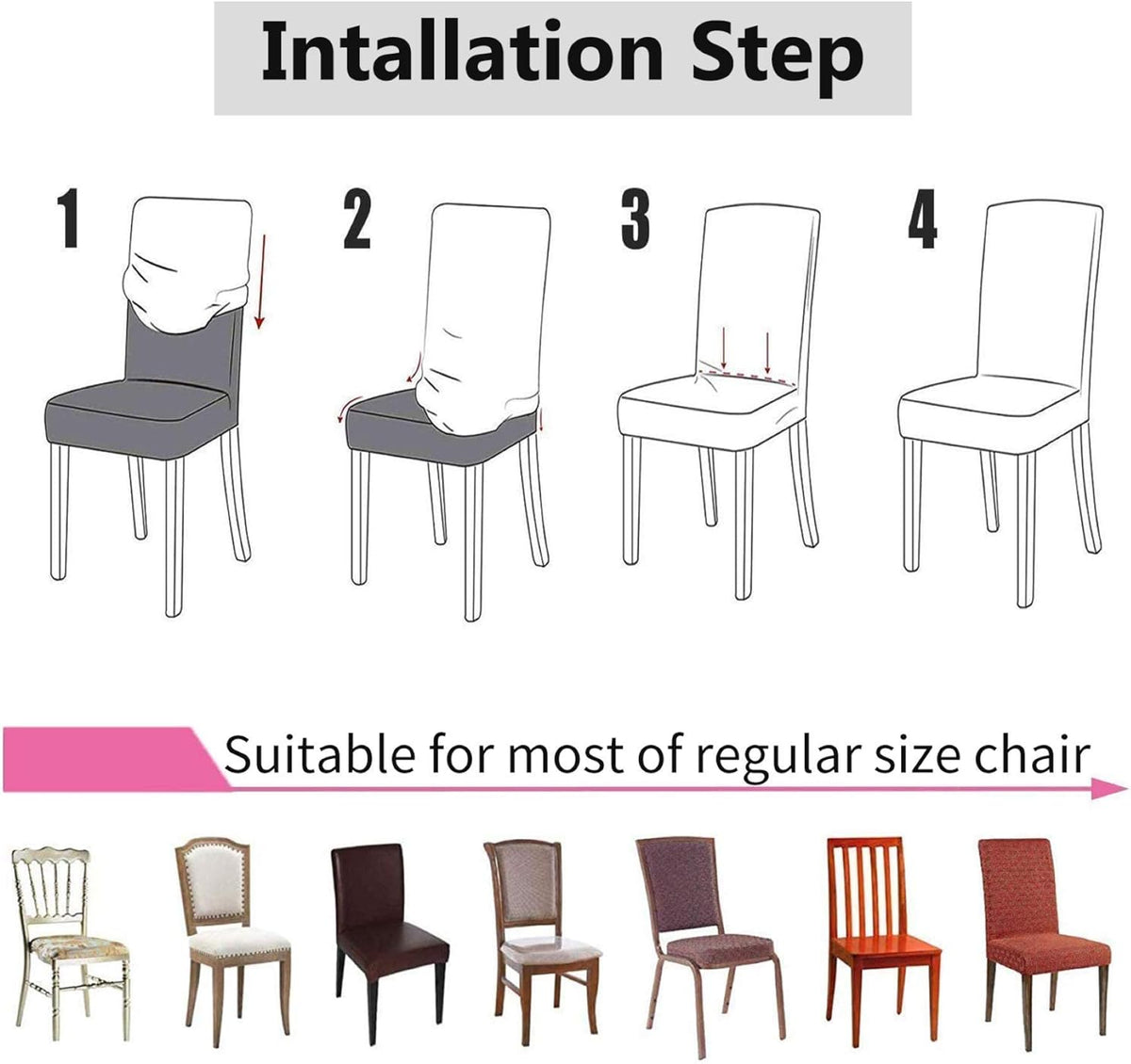 Set of 4 or 6 Chair Covers, Stretchy, Removable, Washable Chair Covers, Decorative Protectors for Hotel, Cafe -tfrf coffee 6pcs