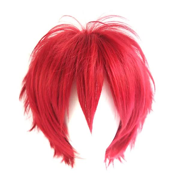 /NN/ Wig Short Style Adjustable High Temperature Fiber Men's Anime Cosplay Hairpiece for Party Burgundy