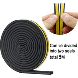 Black 6 meter D-profile Weather Strip, Door and Window Seal with Strong Adhesion, Soundproof and Weatherproof