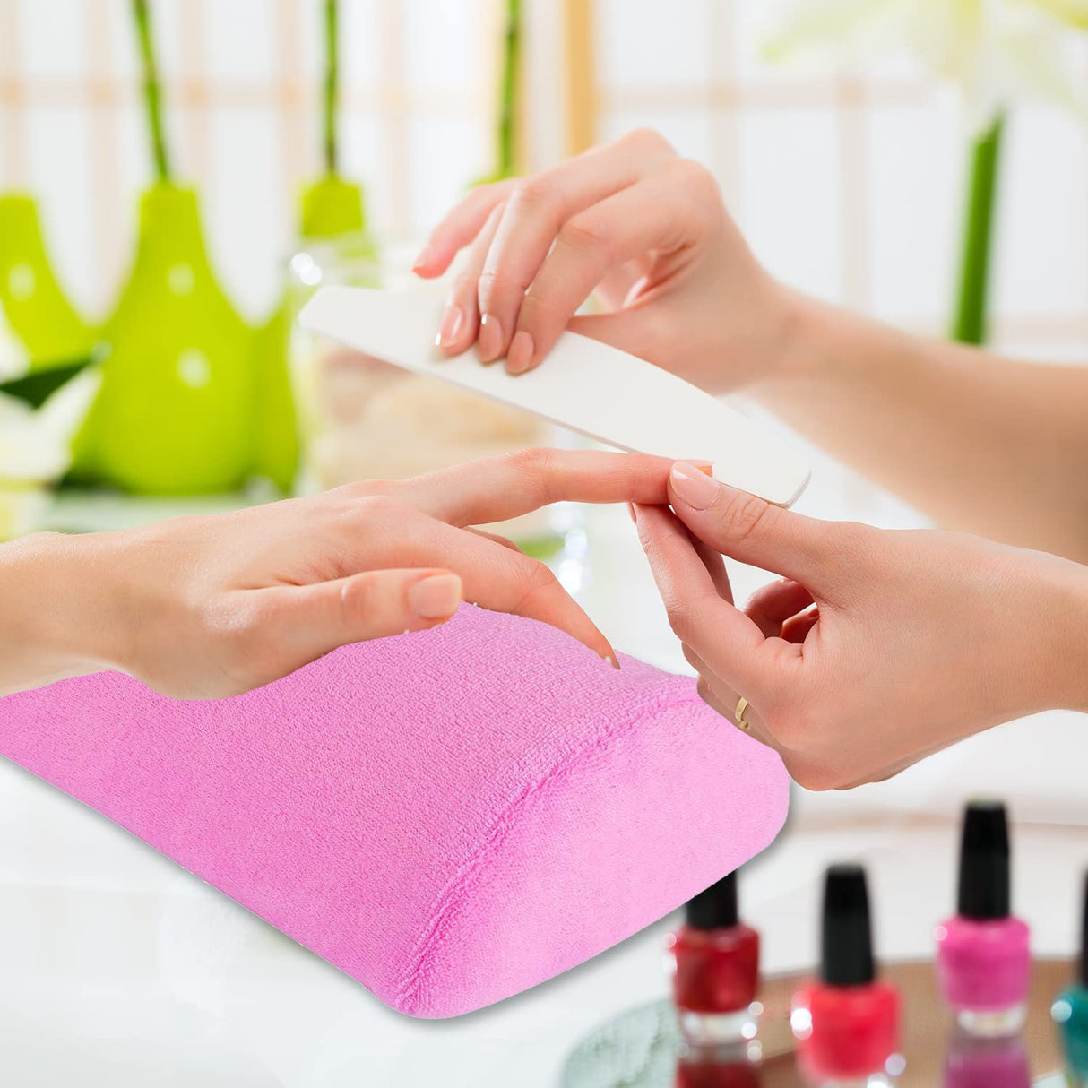 Nail Cushion Pink Soft Hand Cushion Nail Art Wrist Support Armrest for Nail Art Manicure (Pink)—yux