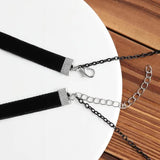 |NN| Gothic Choker, Choker Necklace for Women, Black Velvet Choker, Layered Necklace, Goth Jewelry for Women - Front View