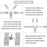 Adjustable 5-Point Safety Harness for Child Seats and Strollers, Gray - Compatible with Most Brands - Side View
