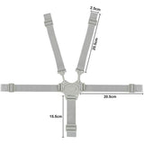 Adjustable 5-Point Safety Harness for Child Seats and Strollers, Gray - Compatible with Most Brands - 45-Degree Angle