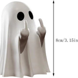 Halloween Creative Resin Middle Finger Ghosts, Ghost Festival Decorations, Spranks, Provocation, Garden Decorations, Crafts Bat ghost 8CM - Rear View