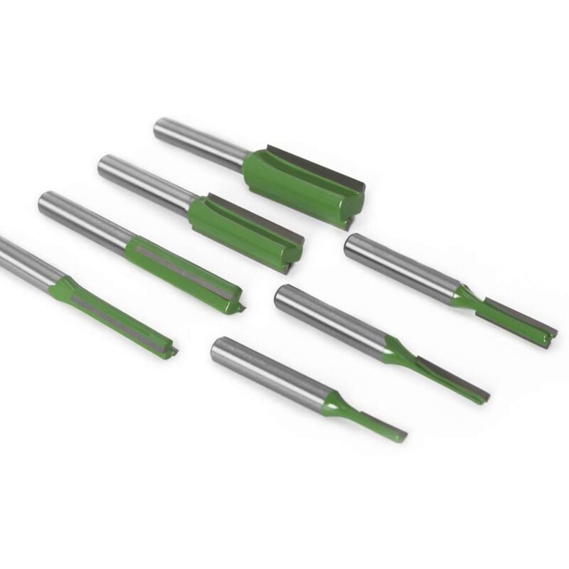6mm Straight Router Bit Set, 7 Pieces Woodworking Carbide Straight Groove Router Bits for Wood, Compatible with Bosch, Makita