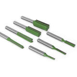 6mm Straight Router Bit Set, 7 Pieces Woodworking Carbide Straight Groove Router Bits for Wood, Compatible with Bosch, Makita - Top-Down View