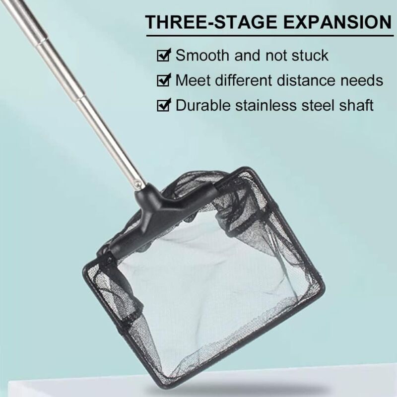 Adjustable Telescopic Fishing Net for Aquarium, Extendable Handle Fishing Landing Net, Mini Foldable Net for Aquarium, 1 Pack