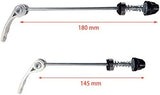 Road and Mountain Bike MTB Wheel Hub Front and Rear Quick Release Skewer Clamp Bolt Lever Axle QR 145/180 mm, a Pair Silver Silver Silver - Top-Down View