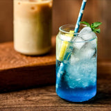 pcs Drinking Glasses with Bamboo Lid and Straw, Beer Can Shaped Iced Coffee Cup for Milk, Coffee, Ice Water, Cocktail (500ml) - Side View