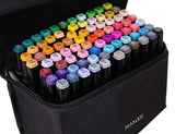 80-pack - Marker Pens with Case - Double-sided - Pens Multicolor multicolor - Front View