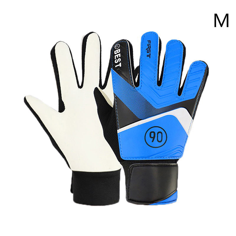 pair of children's football goalkeeper gloves, anti-collision, blue M Blue Blue M
