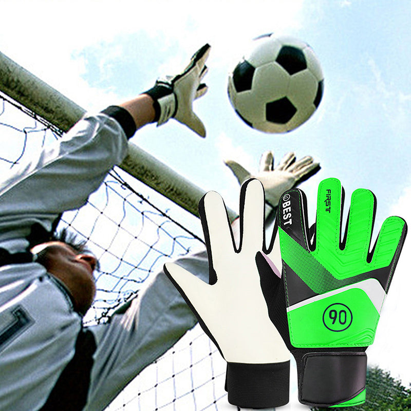 pair of children's football goalkeeper gloves, anti-collision, blue M Blue Blue M