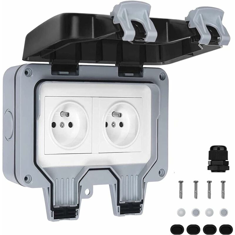 Waterproof Socket Double Outdoor Power Socket IP66 Waterproof Wall Socket 16A