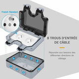 Waterproof Socket Double Outdoor Power Socket IP66 Waterproof Wall Socket 16A - Side View