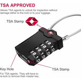 Luggage Lock, TSA 4-Digit Combination Lock for Suitcase with Opening Alarm, Code Lock Gym Cable Lock (1 Piece, Black)