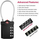 Luggage Lock, TSA 4-Digit Combination Lock for Suitcase with Opening Alarm, Code Lock Gym Cable Lock (1 Piece, Black)