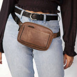 Women PU Leather Belt Bag Crossbody Waist Bag Travel Bag Black